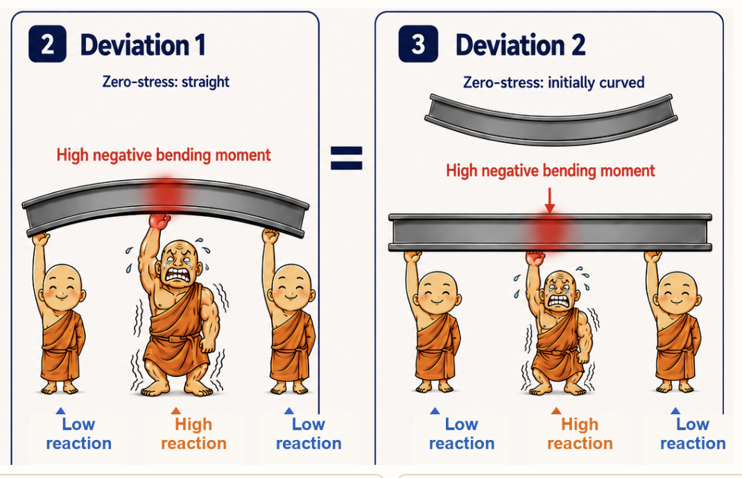 Two zero-stress interpretations produce the same reactions